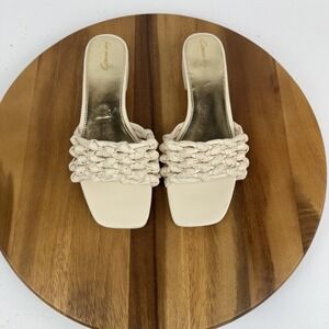 New Womens Circus By Sam Edelman Kenna‎ Beige Knotted Strap Slides Size 9.5 NWOB